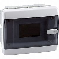 Распределительный шкаф OptiBox P 6 мод., IP41, встраиваемый, пластик, прозрачная черная дверь |  код. 145778 |  КЭАЗ